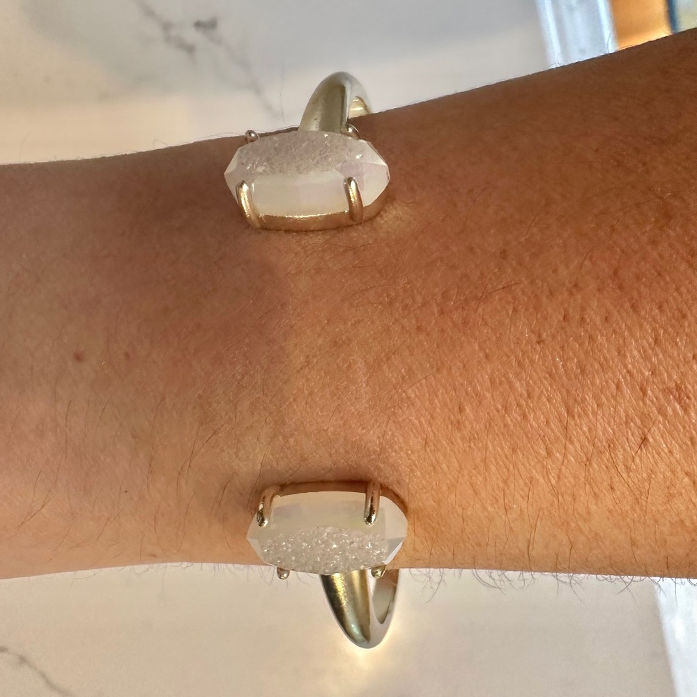 Kendra Scott Cuff Bracelet - Elton Gold Cuff Bracelet in Iridescent Drusy